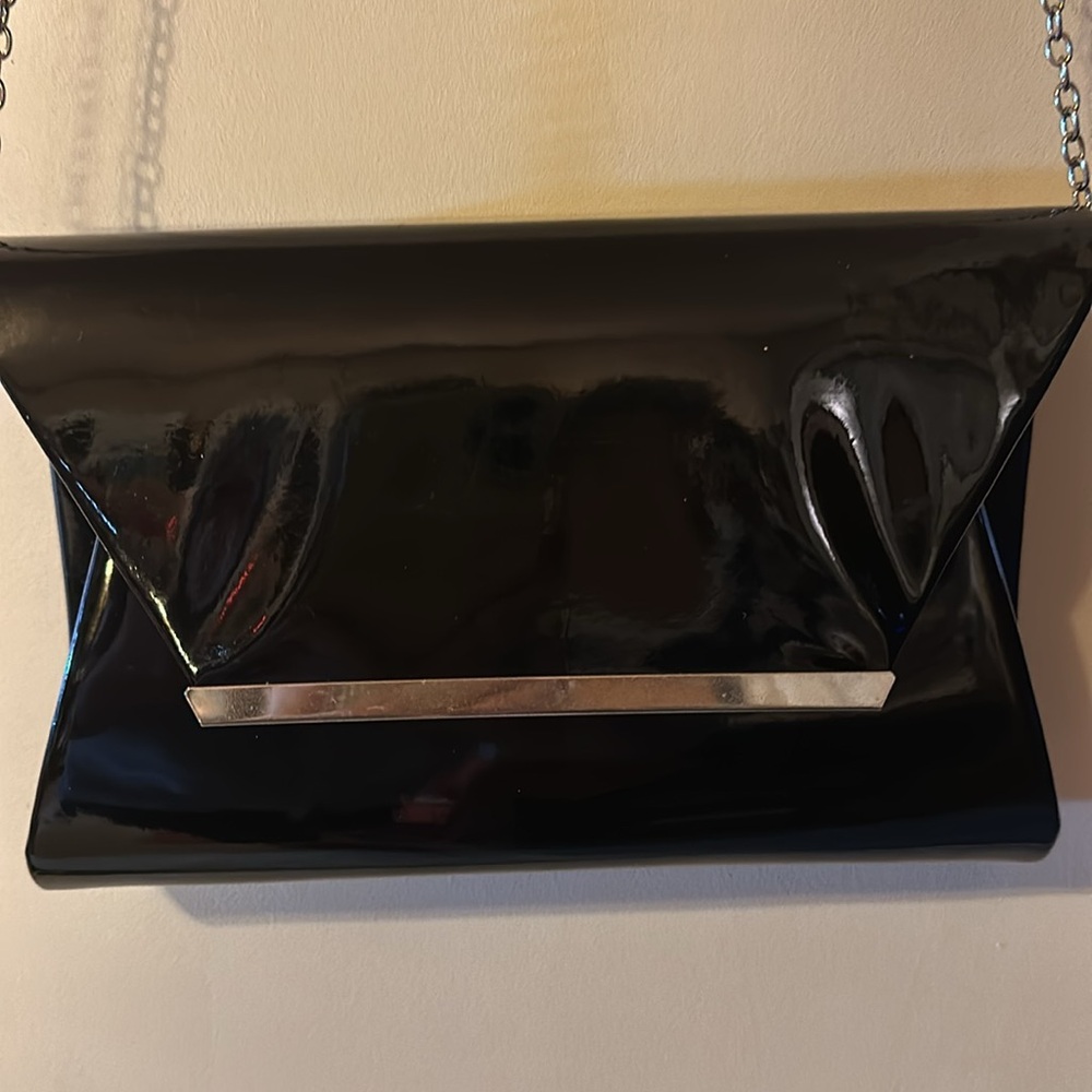 Black patent leather envelope style clutch (purse) perfect condition